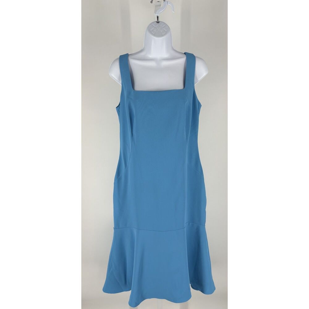 Sky Blue Sleeveless Midi Square Neck Dress